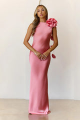 Petal Perfect Satin Maxi Dress Rose