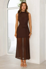 Dazzle Me Darling Mesh Maxi Dress Brown