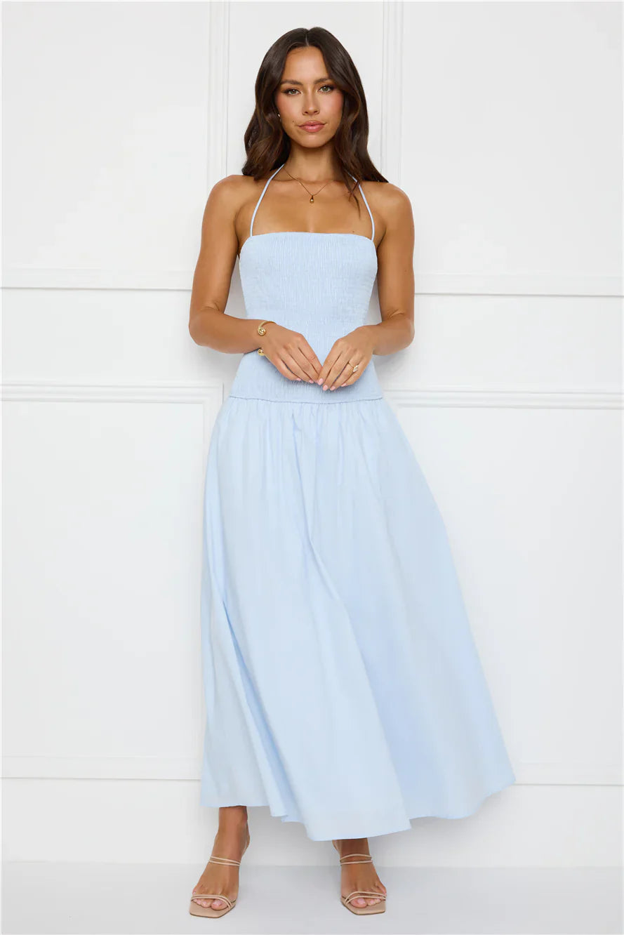 Unmatched Energy Halter Maxi Dress Blue