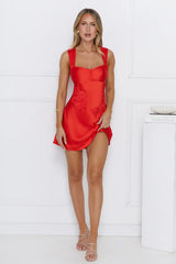 Exotic Flair Satin Mini Dress Red